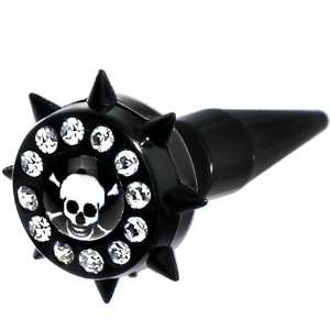  Black Acrylic Spiked Skull Fake Taper Ear Plug: Jewelry