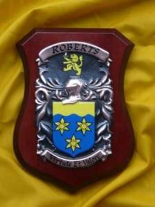   Surname Crest Shield on Handpainted Coat of Arms Wooden Plaque  