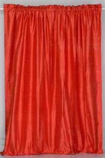 Rustic Orange 100% Pure Dupioni Silk handmade Curtains Drapes Panels 