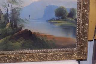Vintage Oil Painting On Canvas Ornate Wood Frame 36x29  