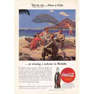 1945 Coca Cola WWII Ad American Soldiers at Wailuku Original Coke War 