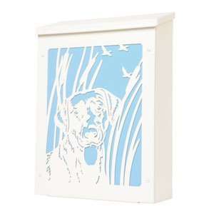Blink Shadowbox Labrador Vertical Wall Mount Mailbox in White and Sky