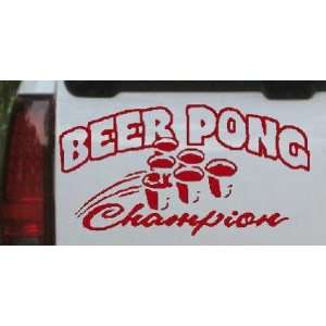 Red 6in X 11.3in    Beer Pong Champion Funny College Car Window Wall 