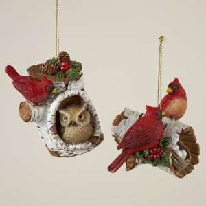   Cardinal Bird on Log Christmas Ornaments 4 by Gordon: Home & Kitchen