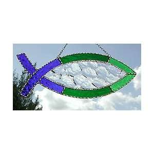   Glass Ichthys Fish Suncatcher Design   4 x 11 Home & Kitchen