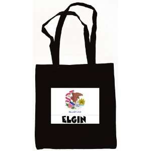  Elgin Illinois Souvenir Canvas Tote Bag Black: Everything 