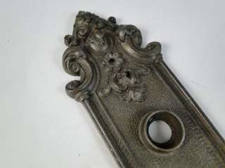 Antique Cast Iron Flower Embossed Victorian Door Knob Plate Push 