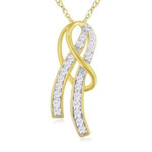  1/4 Ctw Diamond 14K White Gold Ribbon Pendant Jewelry