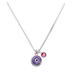   Eye Good Luck Charm Necklace with Rose Swarovski Crystal Drop: Jewelry