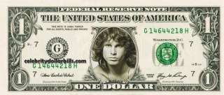 The Doors Jim Morrison CELEBRITY DOLLAR BILL UNCIRCULATED MINT US 