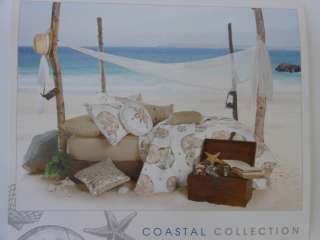 COASTAL COLLECTION Sand Dollar Seashells 3PC QUILT SET cotton NEW 