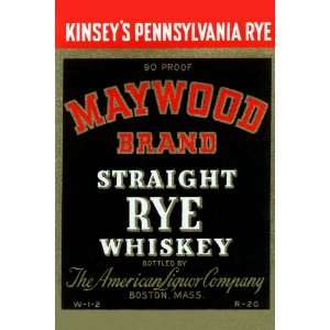  Maywood Brand Straight Rye Whiskey 20X30 Paper with Black 