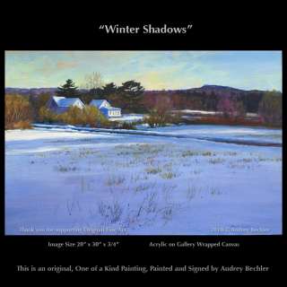 Maine Farm Winter Shadows Landscape Painting Bechler  