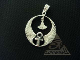 Egyptian Silver Winged Cobra W/ Lotus And Ankh pendant  