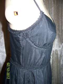 4P retro Ann Tayloe Loft Petites Black dress party casual cotton silk 
