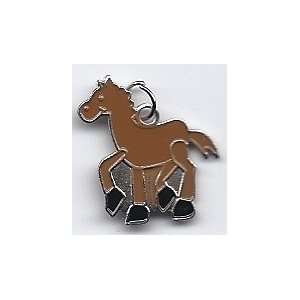  Jewelry/Charm/Silvertone Enamel/Horse 