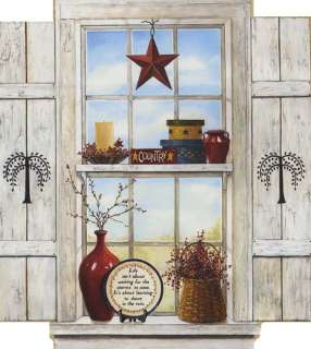 Country SHUTTER WINDOW with WILLOWS 3.4X3 ft Wallpaper Wall Decor 