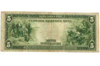   United States Currency $5 Five Dollar Bill Blue Seal Large Note  
