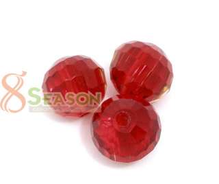 50 Red Crystal Quartz Faceted Round Beads 5003 8mm  