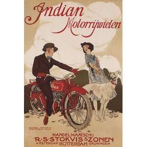 INDIAN BIKE MOTORCYCLE DOG AMSTERDAM ROTTERDAM COUPLE LARGE VINTAGE 