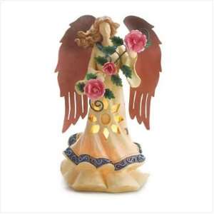  Ethereal Lighted Angel With Rose Christmas Ornament: Home 
