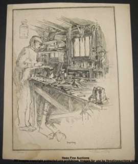 Original signed LTD ED 1919 vintage William Hancock WILKE Etching THE 