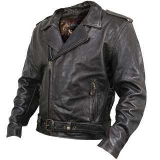 Xelement XS 589 Mens Armored Distressed Leather Classic Biker Jacket L 