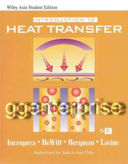 Introduction to Heat Transfer 5th Edition Incropera 5E 9780471457275 