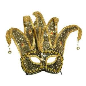    Jester Mardi Gras Mask Glitter Venetian Masquerade Gold Beauty