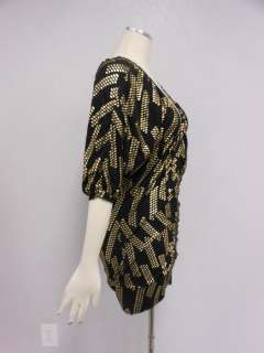 Guess Jeans Macys Black Gold Contemporary Ruched Club Wear Tunic 
