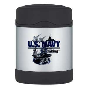 Thermos Food Jar US Navy with Aircraft Carrier Planes Submarine and 