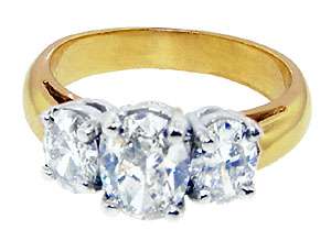 carat three stone ring oval diamonds ring anniversary  