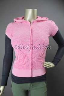 128 New JUICY COUTURE Pink Terry Butterfly Cutting Class Hoodie 
