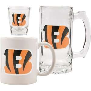 : Cincinnati Bengals Glassware Set: 3D Logo Tankard, Coffee Mug, Shot 