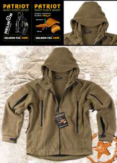 HELICON PATRIOT, MENS MILITARY TACTICAL HOODED FLEECE JACKET, COYOTE 