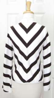 ALICE & OLIVIA Brown & White Striped Cardigan Sweater Sz M  