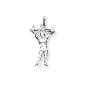  Sterling Silver Weightlifter Charm   JewelryWeb Jewelry