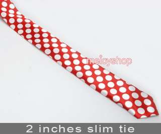 Red White Polka Dots Skinny Punk Slim 2 Neck Tie #180  