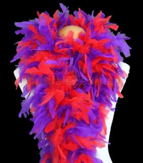 100g Red/Purple Mixture Chandelle Feather Boa, Red Hat Lady, Cynthias 