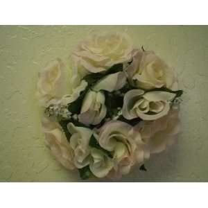  Set of 6 CREAM PINK Rose Flower 3 Candle Rings Silk Wedding 