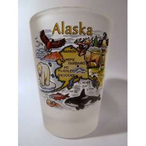  Alaska Map Frosted Shot Glass: Kitchen & Dining