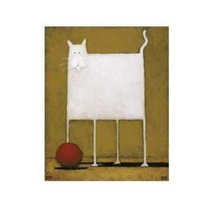  White Cat With Ball Poster Print