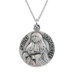 St. Bernadette pendant medal   sterling silver