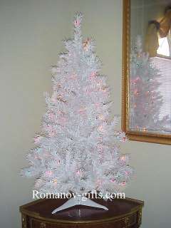 WHITE Retro Alaska Christmas Tree 4 Ft Pre lit Multi  