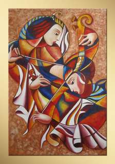 GuoGuo Violin Player Modern Hand Painted Abstract oil painting bestbid 
