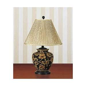  Vine and Leaf Hand Painted Table Lamp (Black) (25.5H x 17 