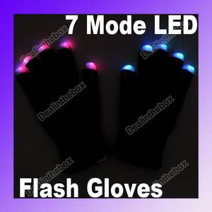 Mode LED Rave Light Finger Lighting Flashing Gloves  