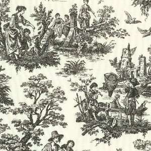  54 Wide Waverly Toile Country Life Black Fabric By The 