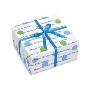  24 personalized blue dots letterpress gift wrap: Health 