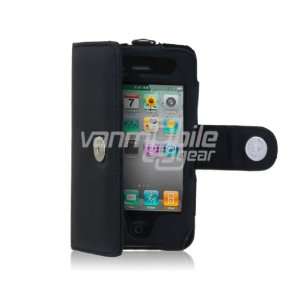 VMG Apple iPhone 4S 16GB 32GB 64GB Case   Black Leather Wallet Style 